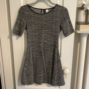 Marled Gray Fit and Flare Mini Dress